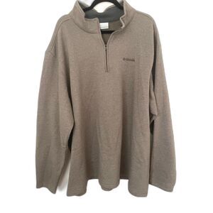 Columbia Pullover Men Brown Taupe Knit 1/4 Zip Long Sleeve Sweater Sweatshirt 4x
